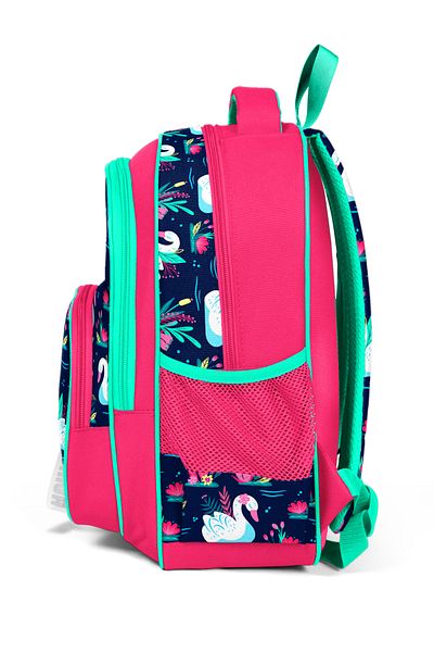 Coral High Rucsac școlar cu trei compartimente pentru copii, coral, bleumarin, cu model de lebădă 23402