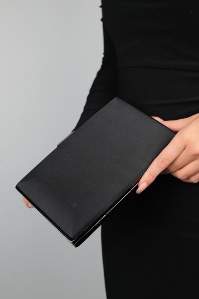 LuviShoes DALLAS Black Satin Women's Evening Bag
