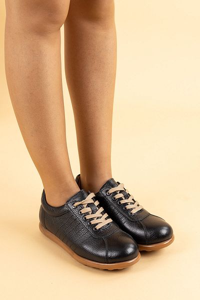 Getcho Lovisa Women's Genuine Leather Black Taba Daily Shoes