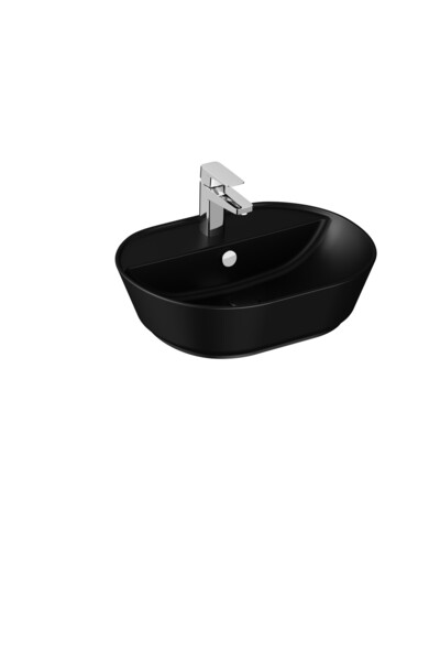VitrA Geo 7428B083-0001 Oval Çanak Lavabo, 55 cm, Mat Siyah