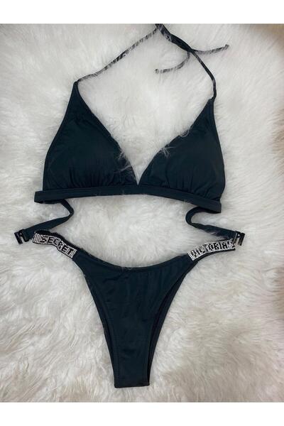 İlaydaButik Taşlı Brazilian Model Kaplı Bikini Takım