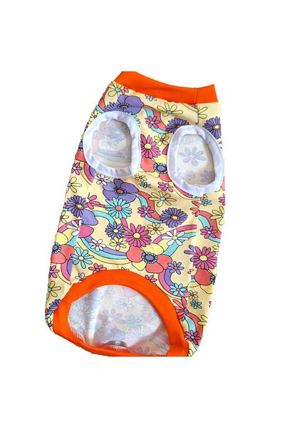 stylie Summer Floral Sleeveless Combed Cotton Cat Dog Clothing, Colorful