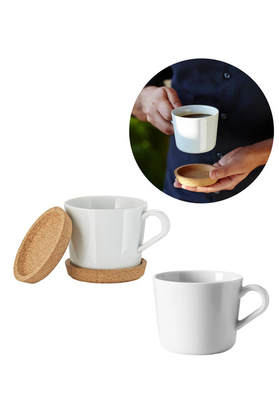 IKEA 2 Adet Mantar Altlıklı Beyaz Kupa Fincan 240 ml