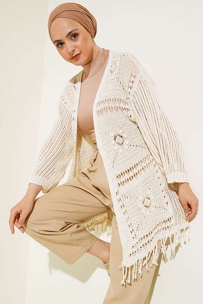 Maxi modena SKIRT TASSELED LOW SHOULDER Knitwear Cardigan