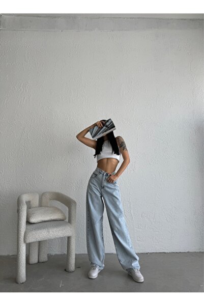 DENİKK TREND UNISEX LOOSE FIT SNOW WASH BAGGY JEAN PANT-TREND UNISEX LOOSE FIT SNOW WASH BAGGY JEAN PA