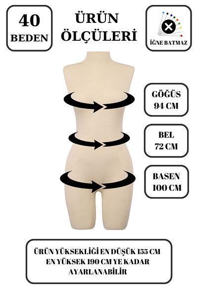 Manken İstanbul Wearable Tailor Manikin Proofing Display Manikin with Black Gold Legs in Size 40