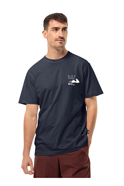 Jack Wolfskin Lacivert Erkek Bisiklet Yaka Normal Kalıp T-Shirt 1809761TR_DIS...