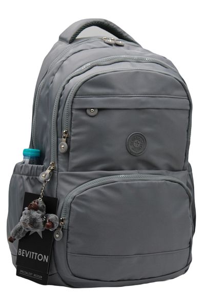 Bevitton Custom Water Repellent Fabric Gray Unisex School Backpack A3165