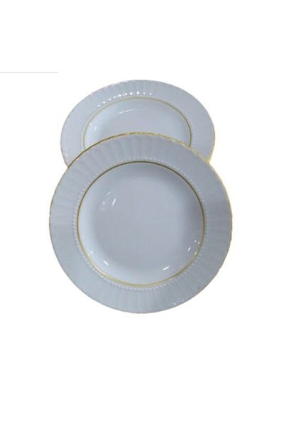 Kütahya Porselen Mother of Pearl Gilded Dinner Plate 6 Pieces