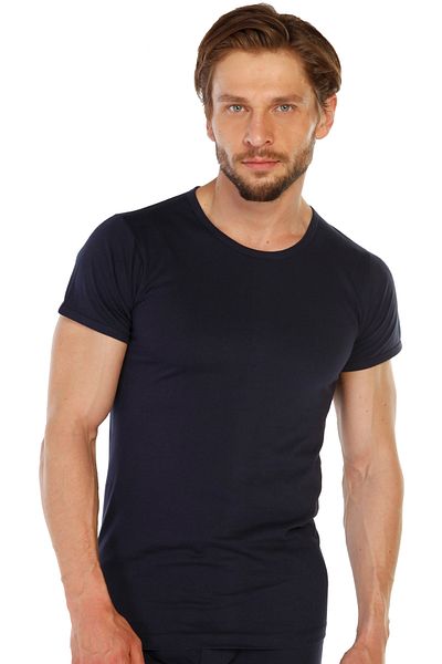 TOLIN Συσκευασία 6 100% βαμβακερό Navy Blue O Neck Ανδρικό εσώρουχο μονό ζέρσεϊ 314