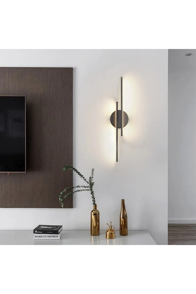 Avizen Lighting Project Modern Aplik Çift Yönlü Çubuk Led Siyah Günışığı Lineer Avize Armatür 70cm Çubuk Uzunluğu