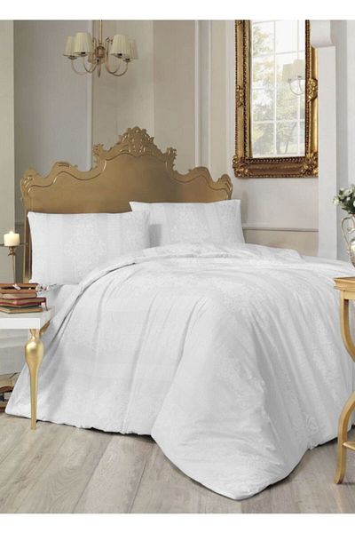 Altınbaşak Ranforce Double Duvet Cover Set Nobby White