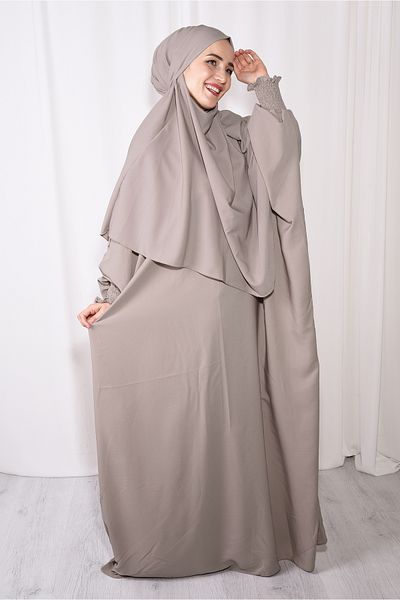 Ns nowascarf Set of Shawl and Dress Duo, Medina Silk Fabric Light Mink