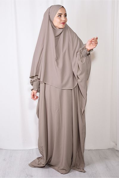 Ns nowascarf Set of Shawl and Dress Duo, Medina Silk Fabric Light Mink