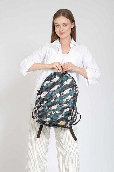 Street Bag Μπλε Unisex γεωμετρική τσάντα - Αδιάβροχη, έθνικ μποέμ μοτίβο, καθημερινό σχολείο και κατασκήνωση ταξιδιού