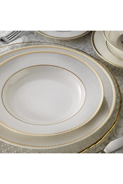 Kütahya Porselen Porselen Bone Kalipso 12 Kişilik 62 Parça Altın Yemek Takımı Bnkl62yt4301069721