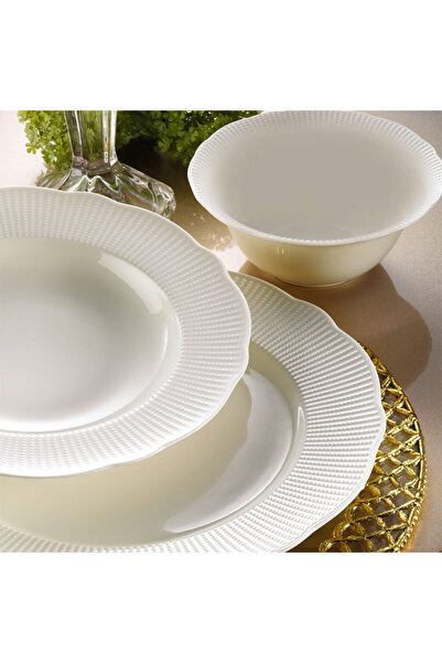 Kütahya Porselen İlay Sade 12 Kişilik 48 Parça Krem Yemek
