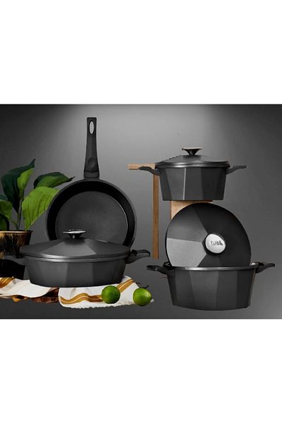COOKCASE Oms 3534 Dodeca 7 Piece Quartz Granite Cast Pot Set