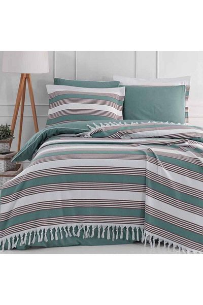 Altınbaşak Luxart Fringed Bedspread 2x Pillow 220x240