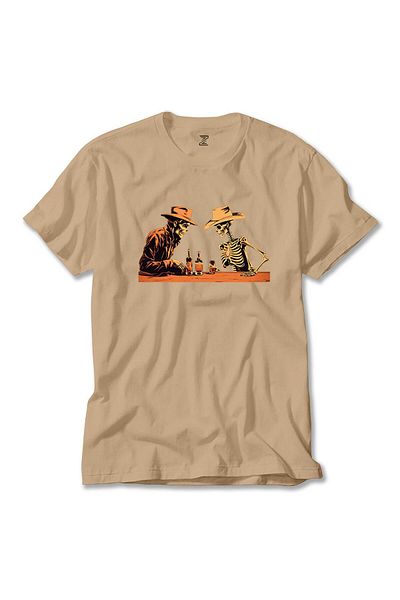 Z zepplin T-Shirt Skelton Cowboy Bar Cream