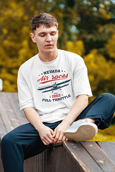 MYADA Голяма тениска с принт на самолетни състезания Nevada Air Races 1962