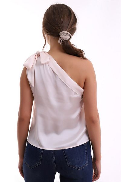 GLAMIFY FASHION Bluză din satin sexy, confortabilă și la modă, fără mâneci, cu un singur umăr