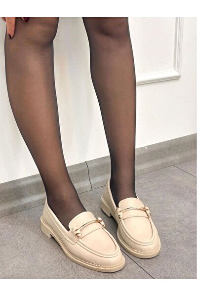 EGA Ellie Women's Cream Skin Buckle Detailed Lofer