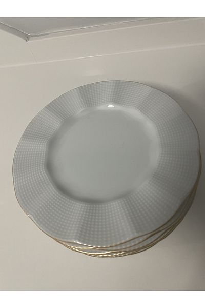 Kütahya Porselen Milena Gold Gilded 21 Cm Patterned Sweet Plate