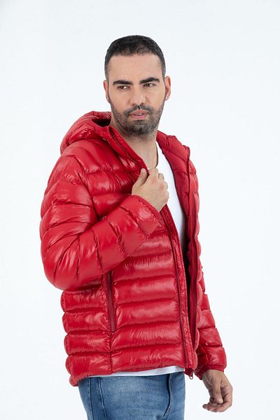 G-FOX Palton scurt pentru bărbați, cu glugă, căptușită, puf sport 9714