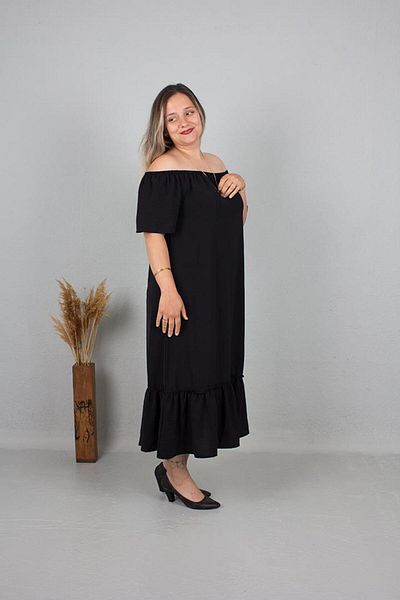 Truva XXL Xxl Plus Size Madonna Collar Dress Colorful Elb659