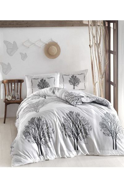 Altınbaşak Ranforce Single Duvet Cover Set Tree Gray