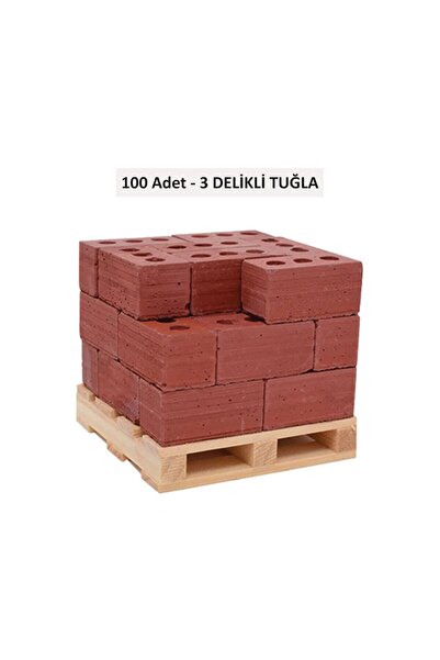 Minyatür Hane Minyatür Tuğla 100 Adet (3 Delikli 2.5cm Tuğla)