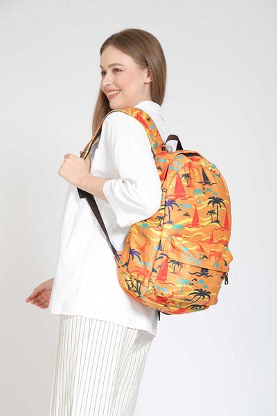 Street Bag Καλοκαιρινό σκάφος Unisex με μοτίβο παλάμης - Αδιάβροχο σακίδιο πλάτης, καθημερινή χρήση και χρήση σε κάμπινγκ