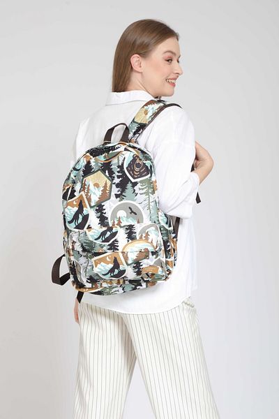 Street Bag Unisex αδιάβροχο σακίδιο πλάτης με μοτίβο σκηνής Wolf Bear Camping - Καθημερινή χρήση στο σχολείο και ταξίδια