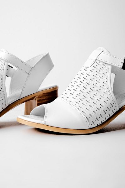 Lal Shoes & Bags Zamzam Women's Genuine Leather Hole Detailed Heeled Shoes-white