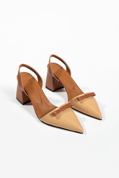 DUXAL SHOES Двуцветни дамски обувки на ток Werner с детайли от панделка
