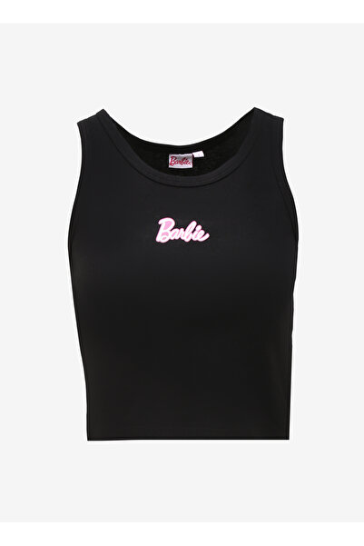 Barbie Siyah Kadın Bisiklet Yaka Baskılı Atlet BRB4SL-TST6061