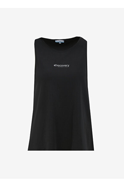 Discovery Expedition Siyah Kadın Bisiklet Yaka Basic Baskılı Atlet D4SL-TST3033