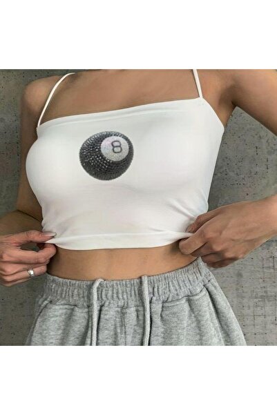 Toum Bustieră de damă Blunt Blunt, cu imprimeu alb, cu bretele din frânghie