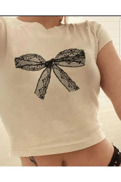 Touz Moda Μπλούζα Danetl Ribbon Printed Crop