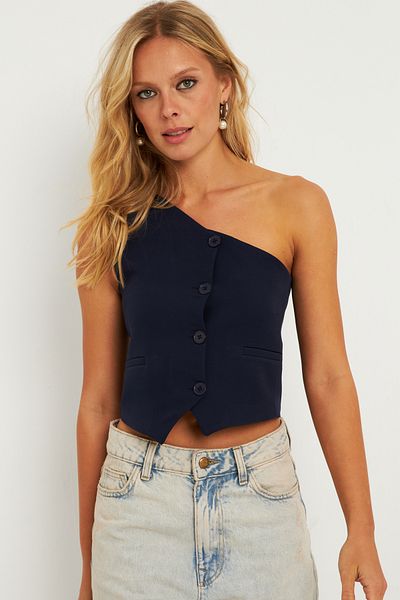 Cool & Sexy Női sötétkék, vállon bélelt mellény TW60140
