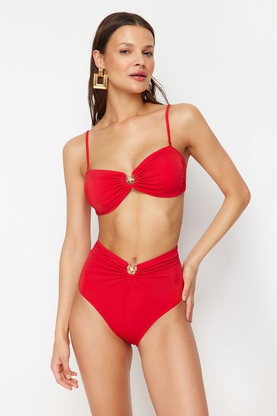Trendyol Collection Magas derekú piros csípő bikini alsó - prémium kiegészítő TBESS24BA00127