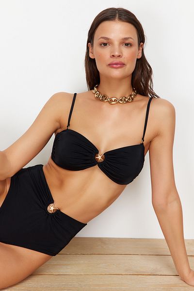 Trendyol Collection Premium trägerloses schwarzes Bikinioberteil - Accessoire, TBESS24BU00150