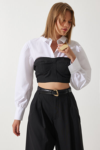 Happiness İstanbul Dámská blůza RG00032 v bílé a černé barvě