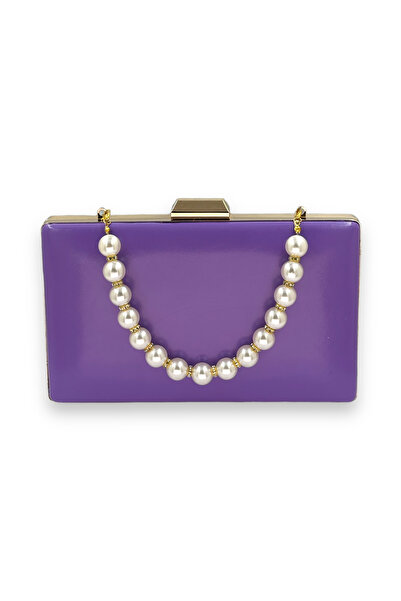 Biçanta Geanta de seara din piele mov perla - model portofoliu si clutch, pentru nunta si logodna