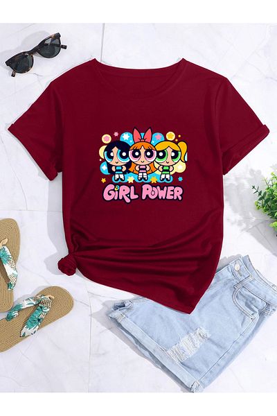 aynewmoda oversize team girl power - тениска с щампа за powerpuff girls