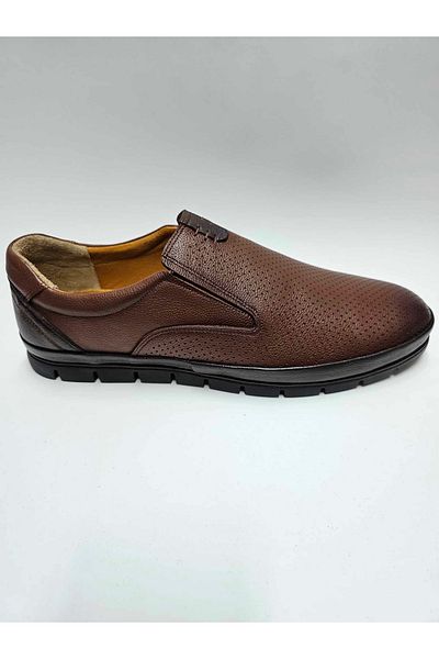 Luis Figo GENUINE Leather Men's Casual Shoes - Large Size (45-46-51), Tan Color, Laceless