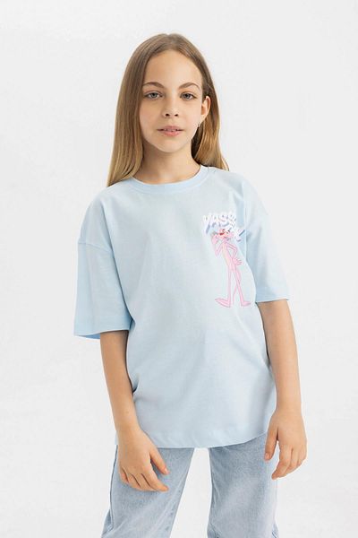 DeFacto Tricou supradimensionat pentru fetiță, cu mânecă scurtă, cu decolteu rotund
