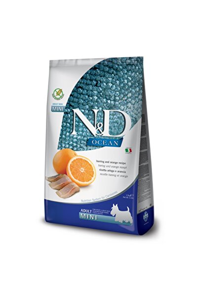 N&D Nd ocean tahılsız mini adult 2,5kg ringa balığı ve portakallı yetişkin kö...