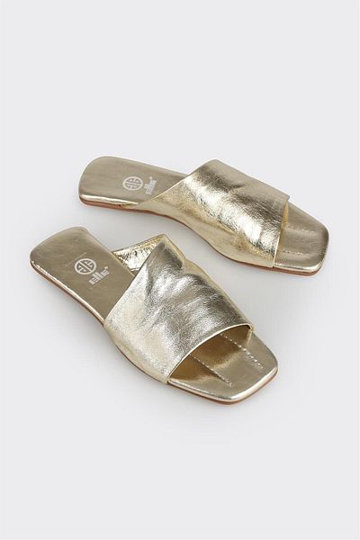 Elle Shoes شبشب نسائي من الجلد الذهبي